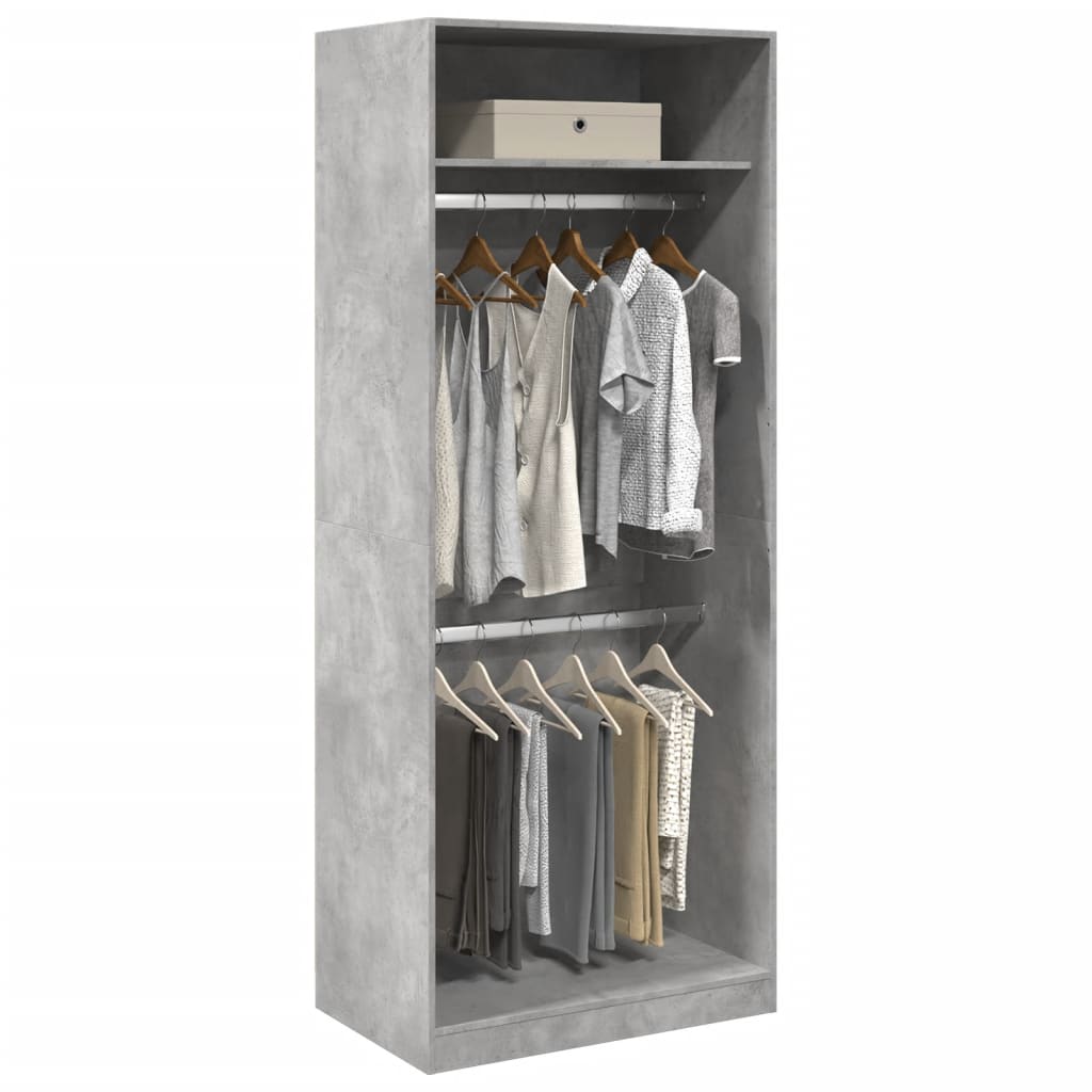 Garderobe Betonggrå 80X50X200 Cm Konstruert Tre