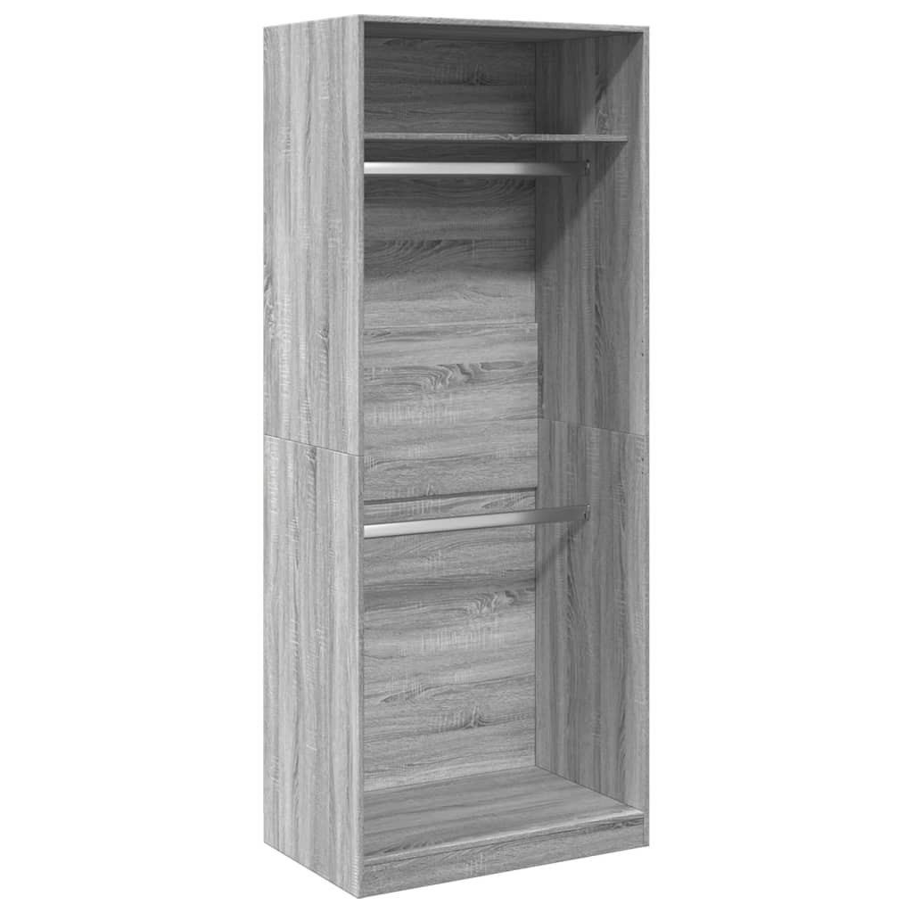 Garderobe Grå Sonoma 80X50X200 Cm Konstruert Tre