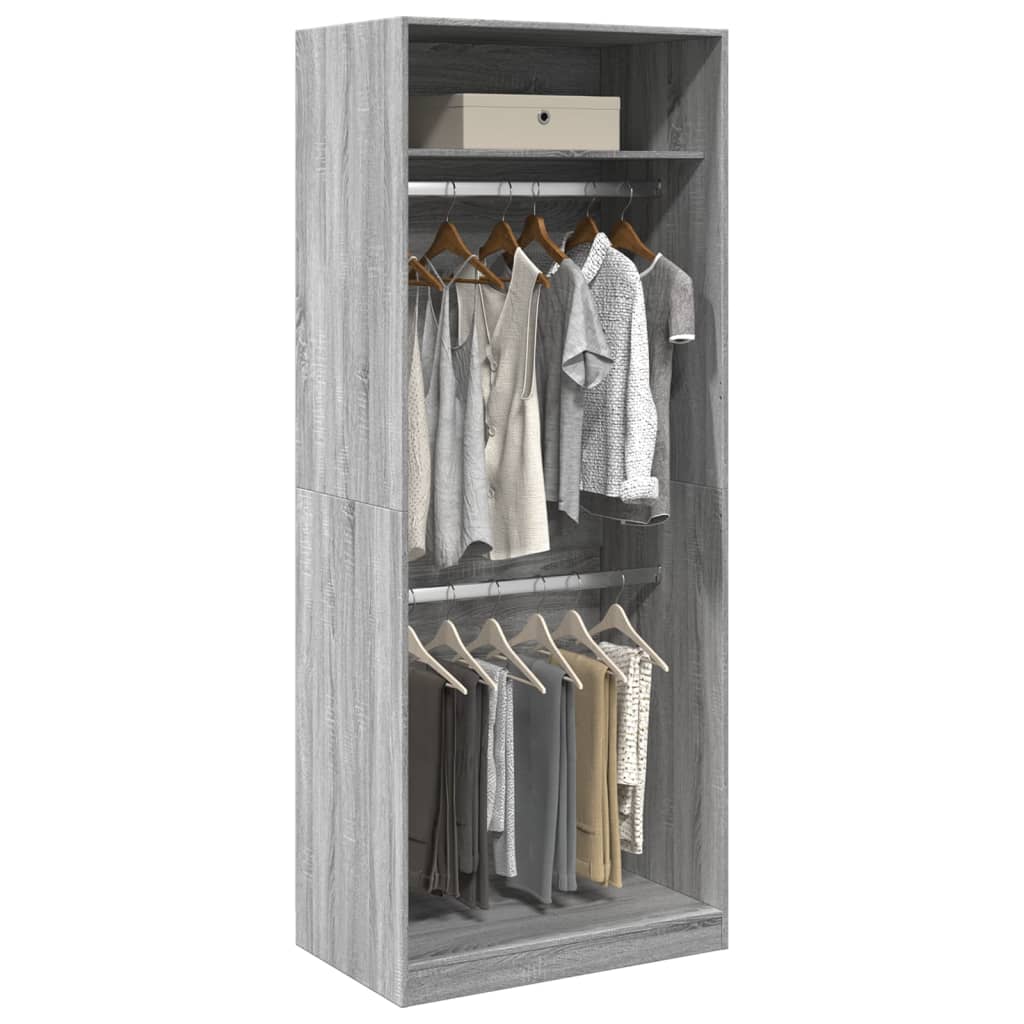 Garderobe Grå Sonoma 80X50X200 Cm Konstruert Tre