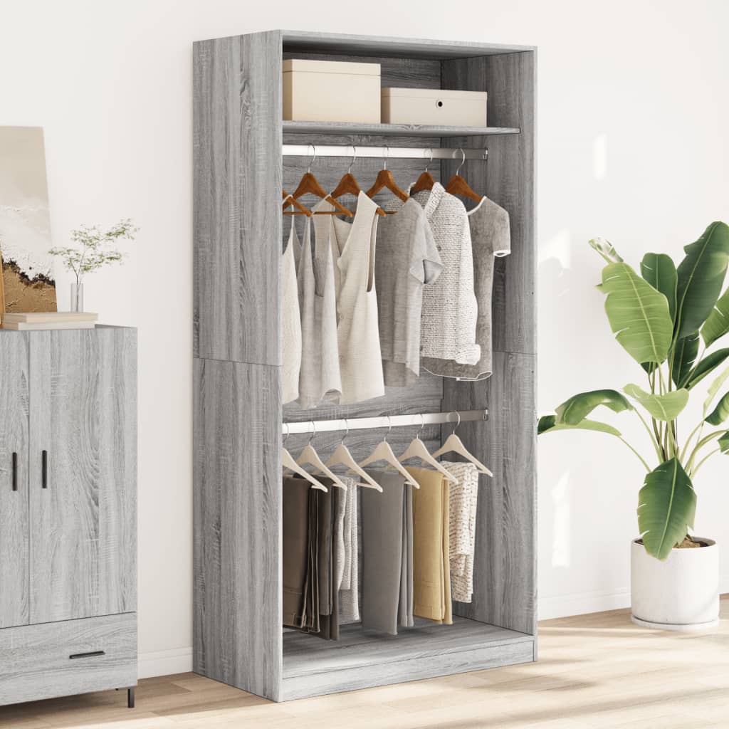 Garderobe Grå Sonoma 100X50X200 Cm Konstruert Tre