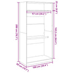 Garderobe Grå Sonoma 100X50X200 Cm Konstruert Tre