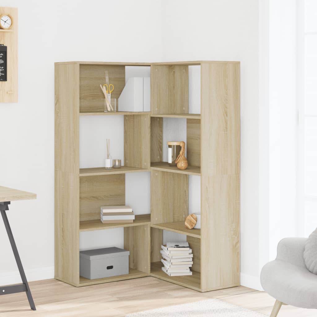 Bokhylle Hjørne 4 Lag Sonoma Eik 85X85X140 Cm Konstruert Tre