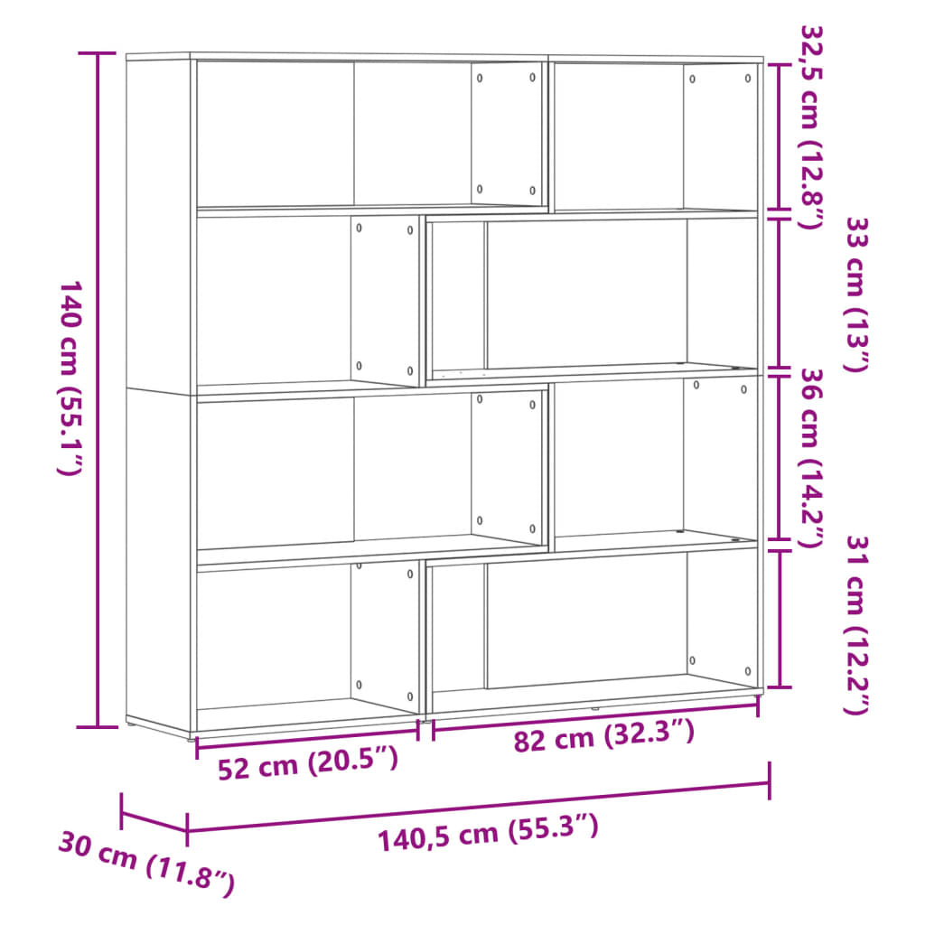 Bokhylle Hjørne 4 Lag Sonoma Eik 85X85X140 Cm Konstruert Tre
