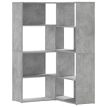 Bokhylle Hjørne 4 Etasjer Betonggrå 85X85X140 Cm Konstruert Tre