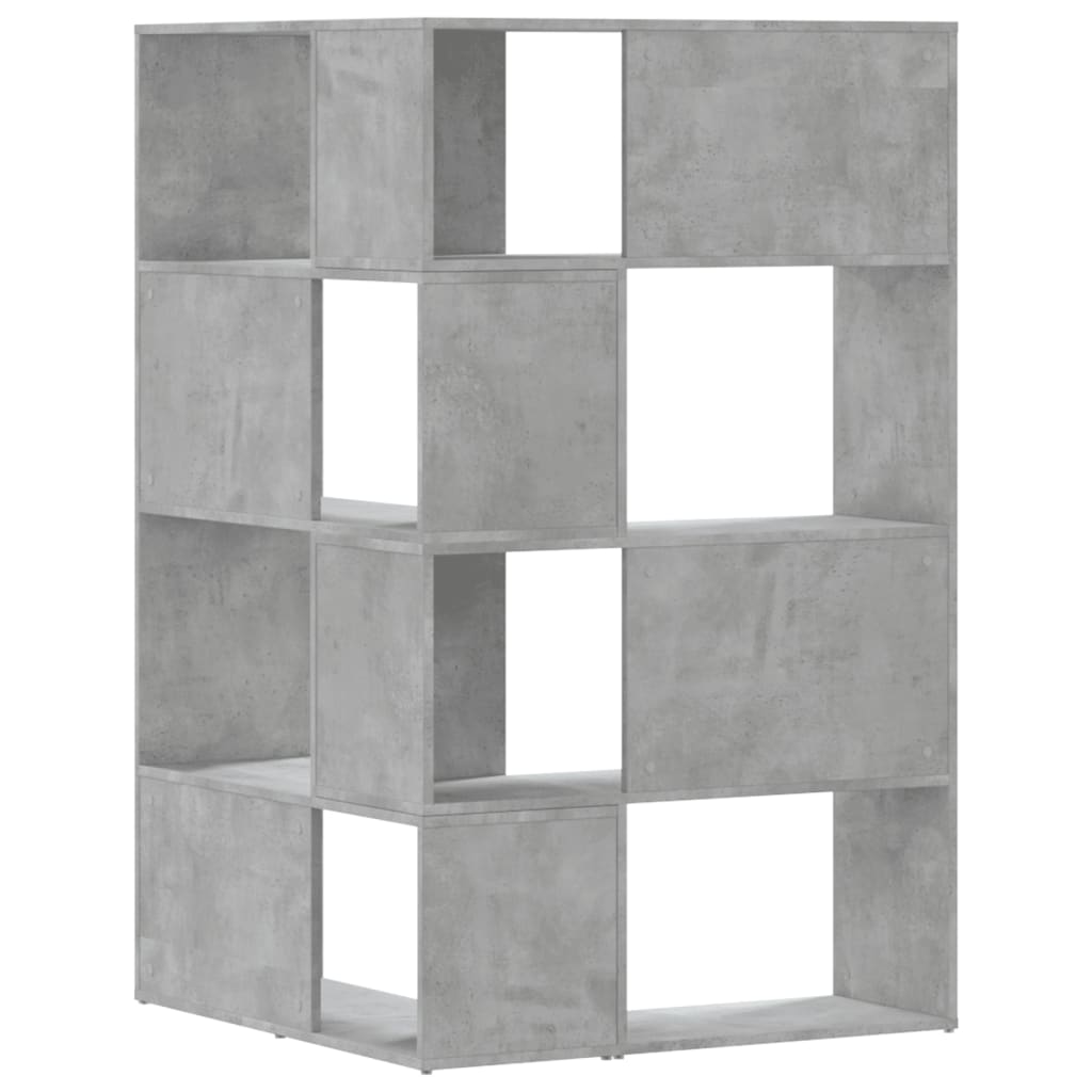Bokhylle Hjørne 4 Etasjer Betonggrå 85X85X140 Cm Konstruert Tre