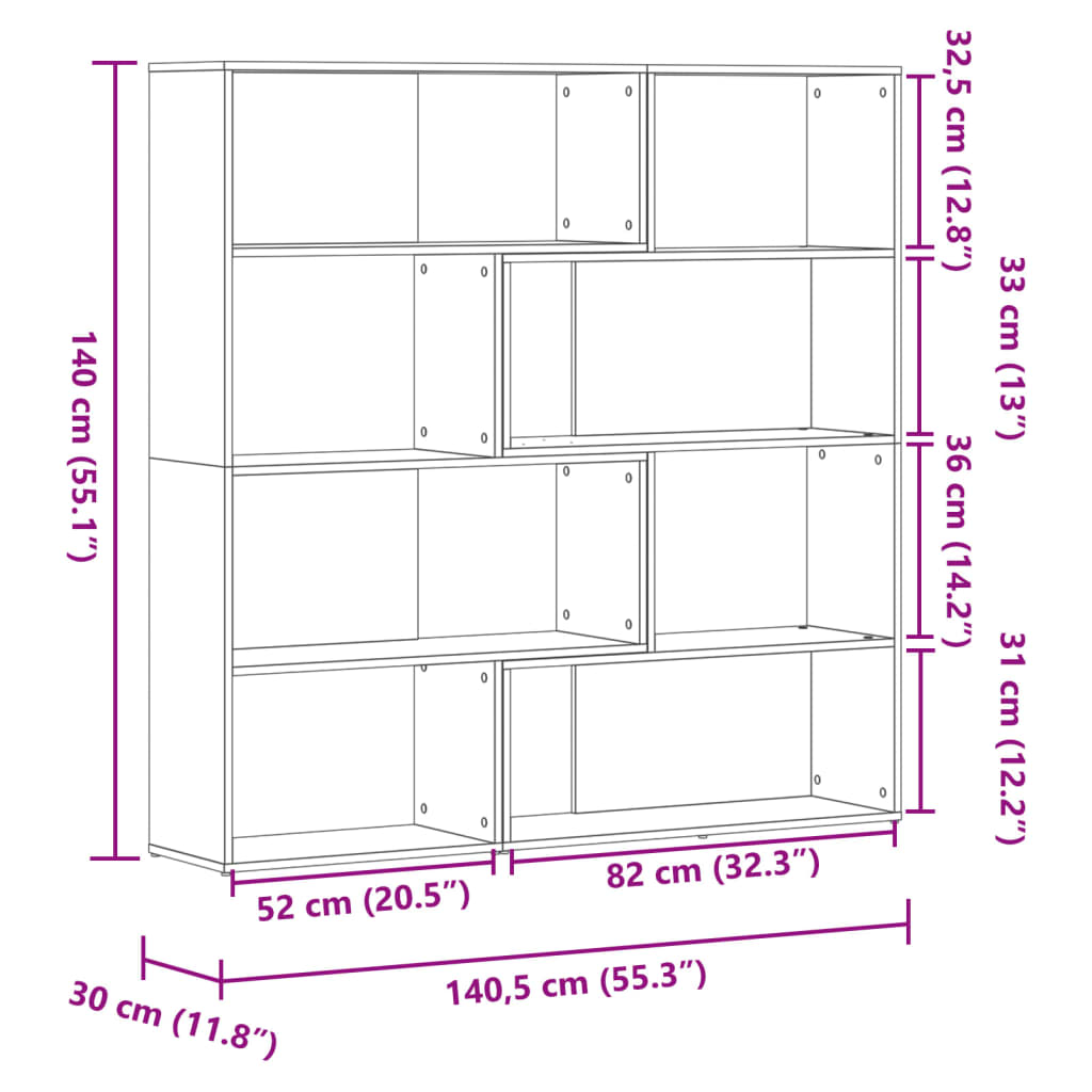Bokhylle Hjørne 5 Lag Artisan Eik 85X85X140 Cm Konstruert Tre