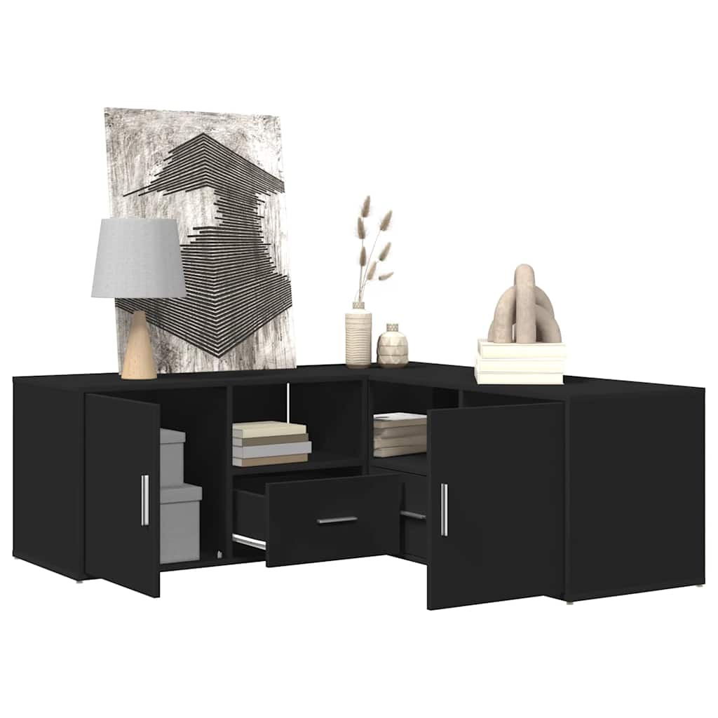 Hjørneskap Svart 200X40X45 Cm Konstruert Tre