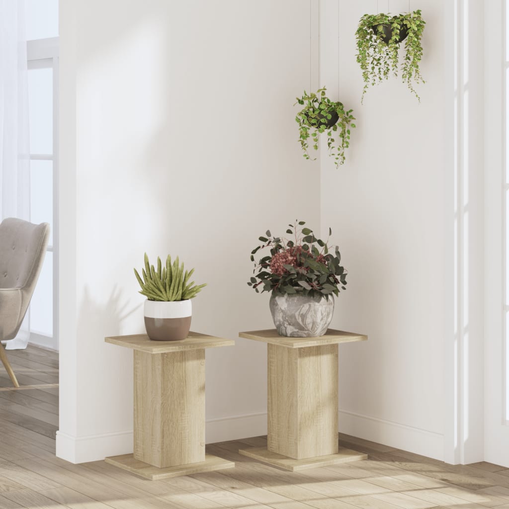 Plantestativer 2 Stk Sonoma Eik 30X30X40 Cm Konstruert Tre
