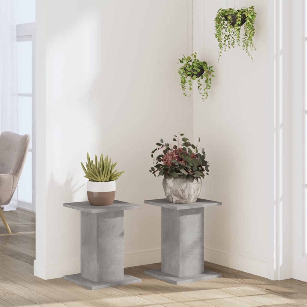 Plantestativer 2 Stk Betonggrå 30X30X40 Cm Konstruert Tre