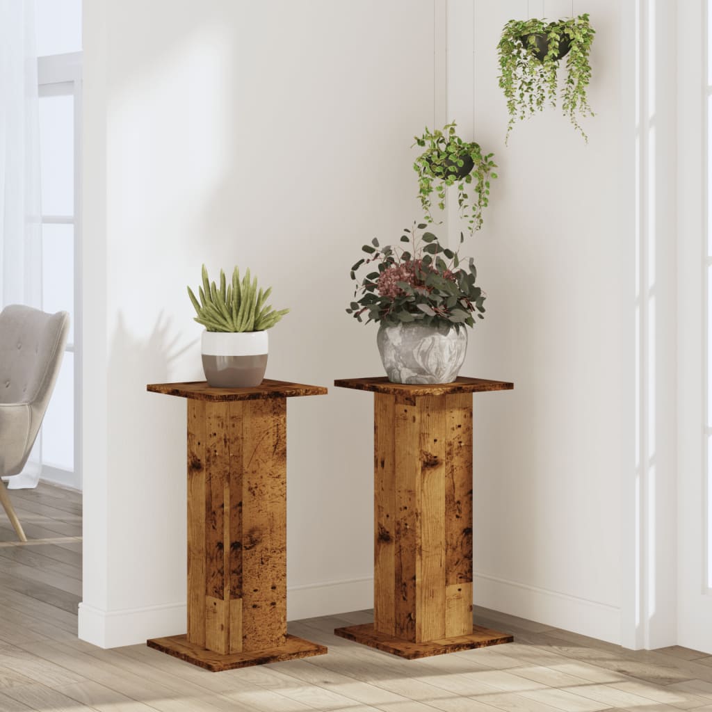 Plantestativer 2 Stk Gammelt Tre 30X30X60 Cm Konstruert Tre