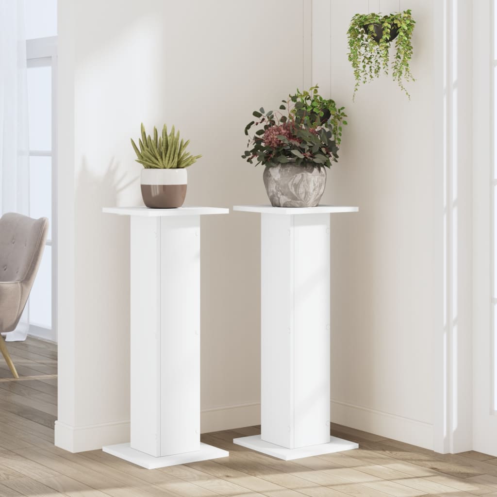 Plantestativer 2 Stk Hvit 30X30X80 Cm Konstruert Tre