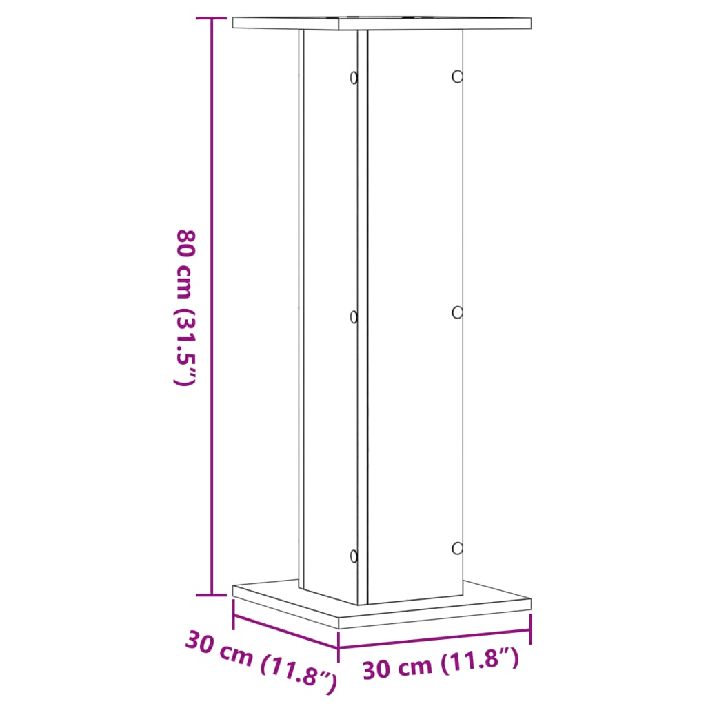 Plantestativer 2 Stk Sonoma Eik 30X30X80 Cm Konstruert Tre