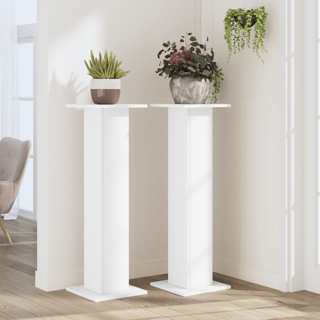 Plantestativer 2 Stk Hvit 30X30X95 Cm Konstruert Tre