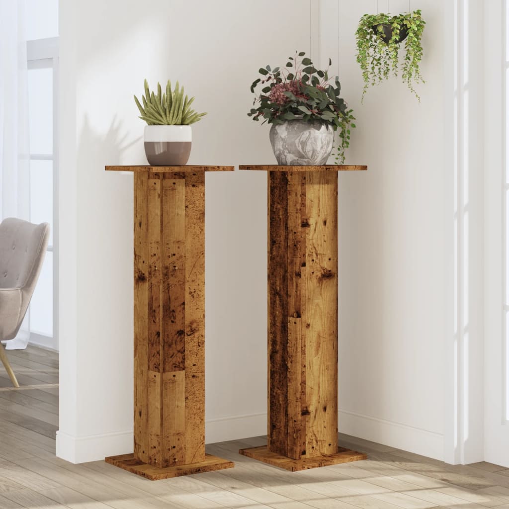 Plantestativer 2 Stk Gammelt Tre 30X30X95 Cm Konstruert Tre