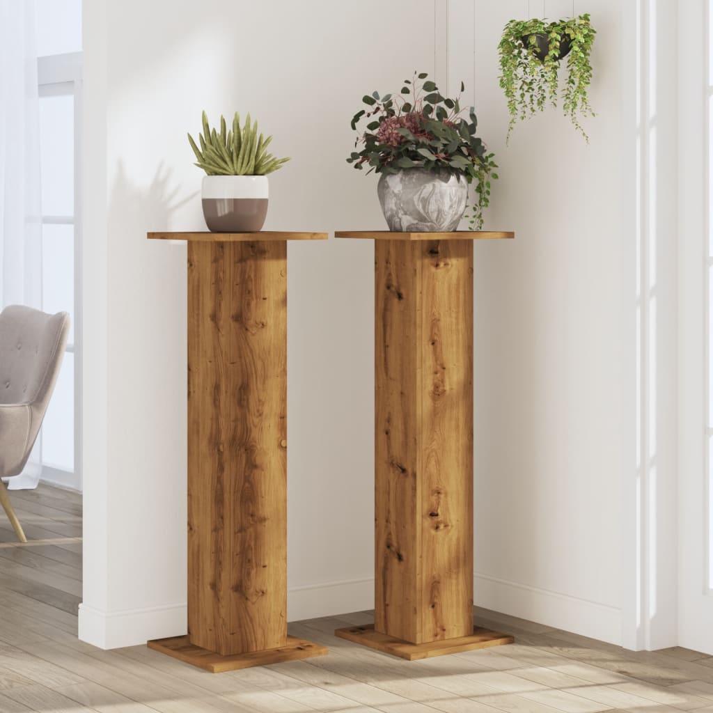 Plantestativer 2 Stk Artisan Eik 30X30X95 Cm Konstruert Tre