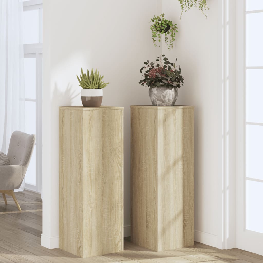 Plantestativer 2 Stk Sonoma Eik 33X33X100 Cm Konstruert Tre