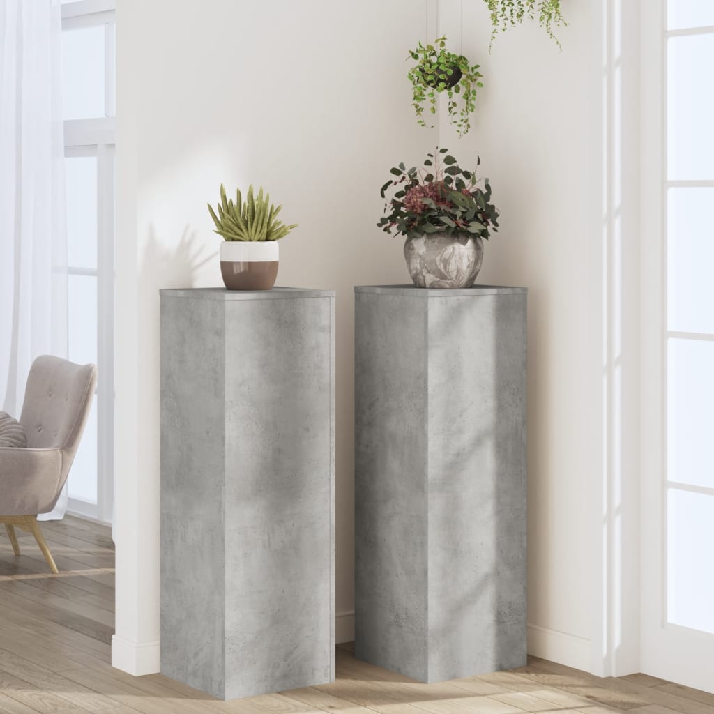 Plantestativer 2 Stk Betonggrå 33X33X100 Cm Konstruert Tre