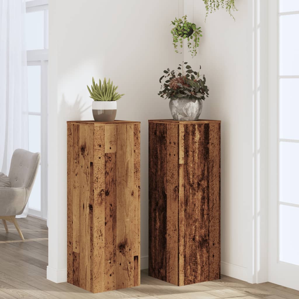 Plantestativer 2 Stk Gammelt Tre 33X33X100 Cm Konstruert Tre