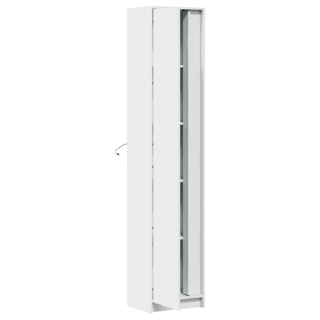 Garderobe Med Led Hvit 41,5X32,5X200 Cm Konstruert Tre