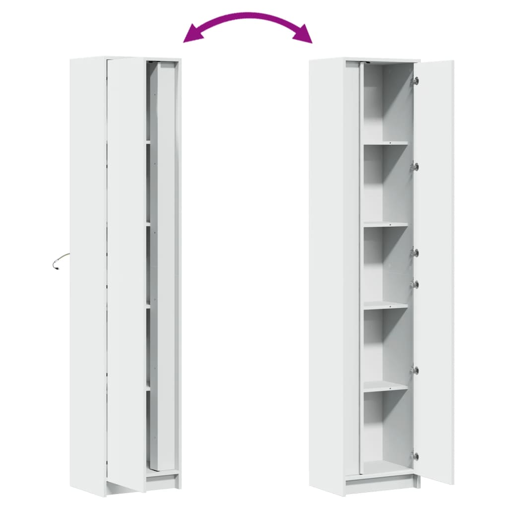 Garderobe Med Led Hvit 41,5X32,5X200 Cm Konstruert Tre