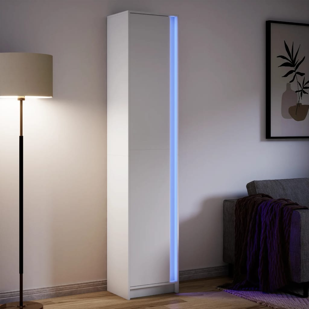 Garderobe Med Led Hvit 41,5X32,5X200 Cm Konstruert Tre