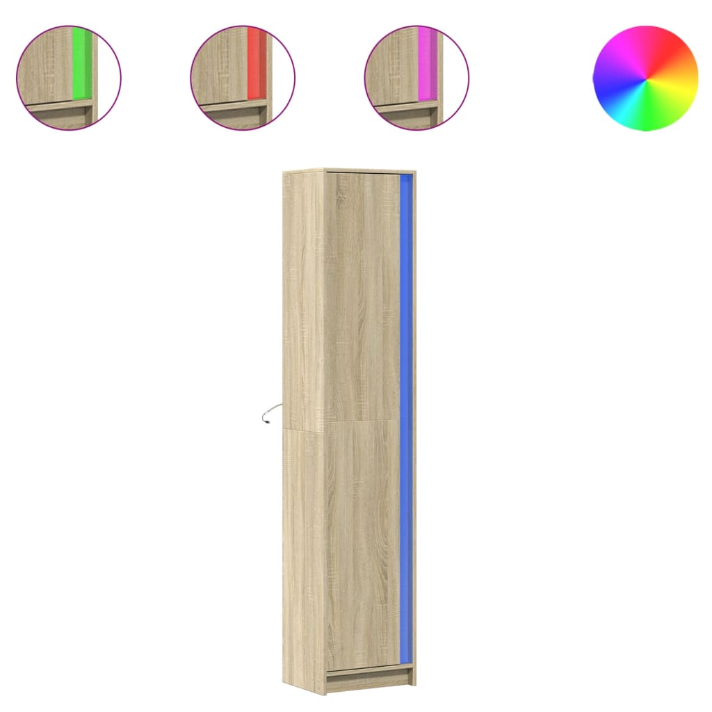 Garderobe Med Led Sonoma Eik 41,5X32,5X200 Cm Konstruert Tre
