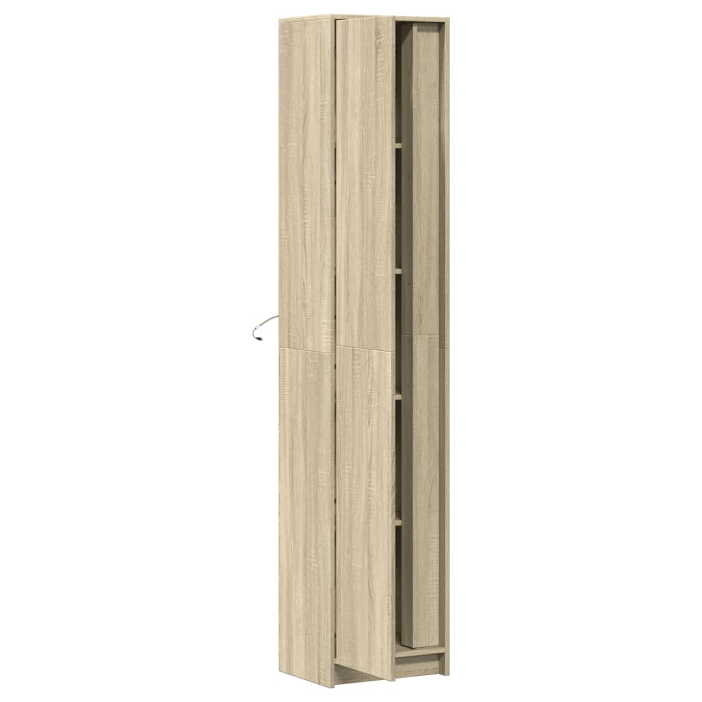 Garderobe Med Led Sonoma Eik 41,5X32,5X200 Cm Konstruert Tre