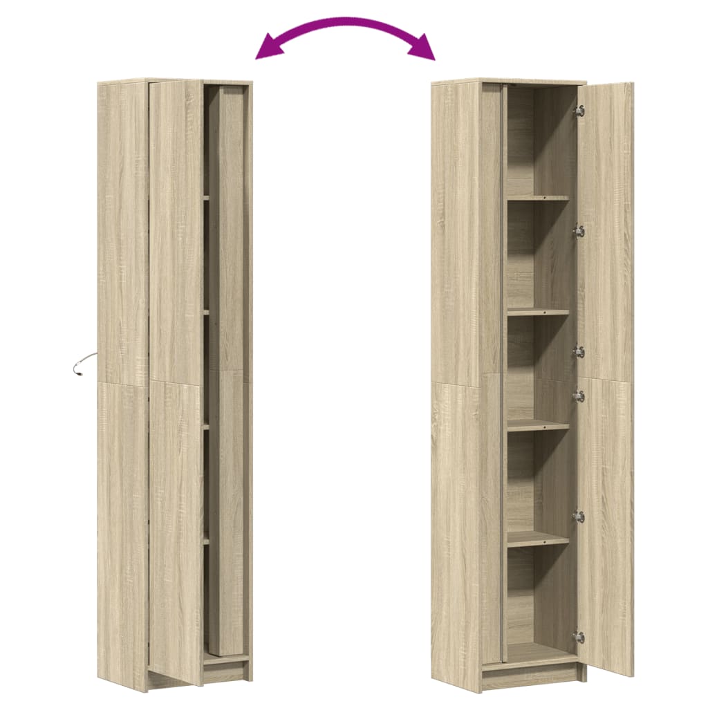 Garderobe Med Led Sonoma Eik 41,5X32,5X200 Cm Konstruert Tre