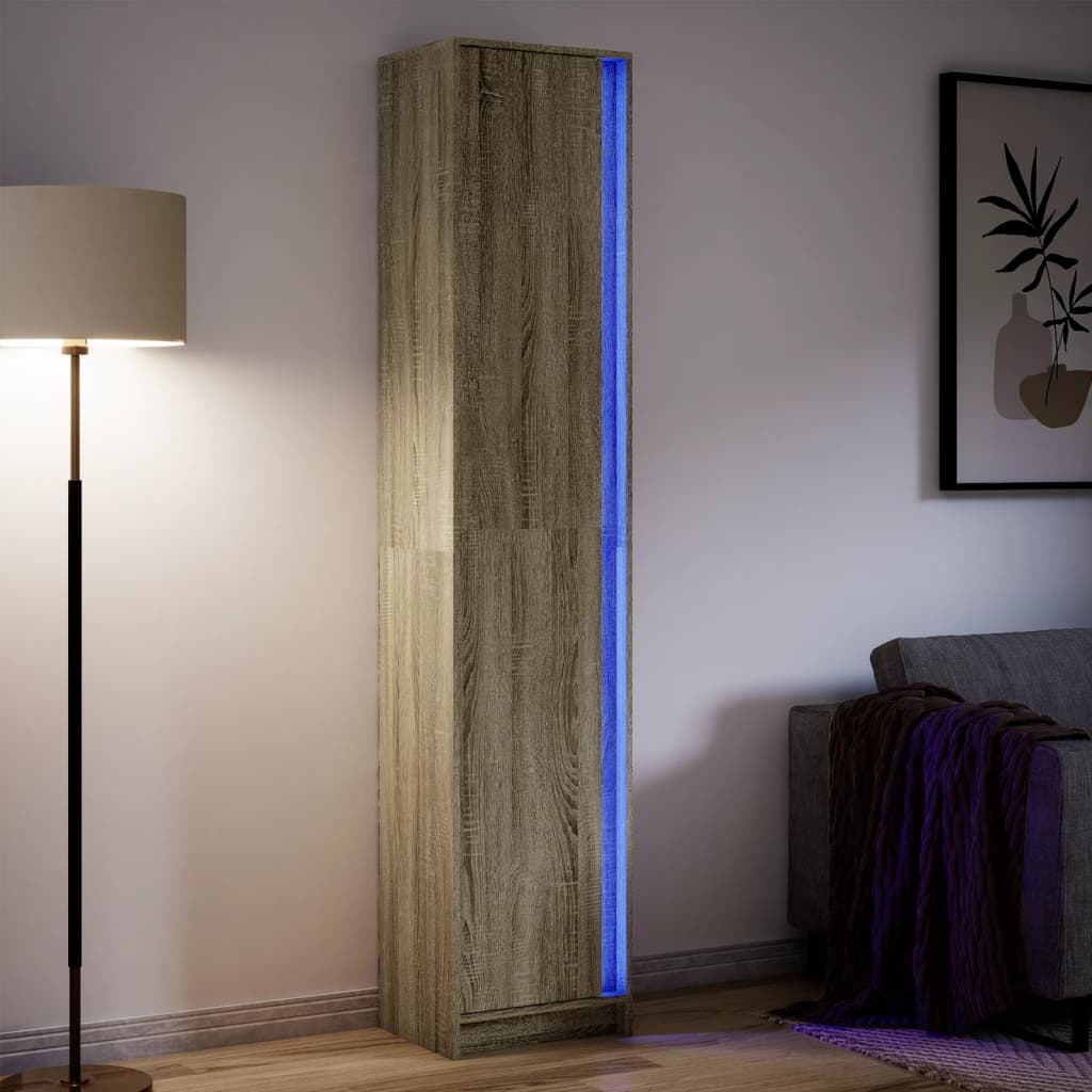 Garderobe Med Led Sonoma Eik 41,5X32,5X200 Cm Konstruert Tre