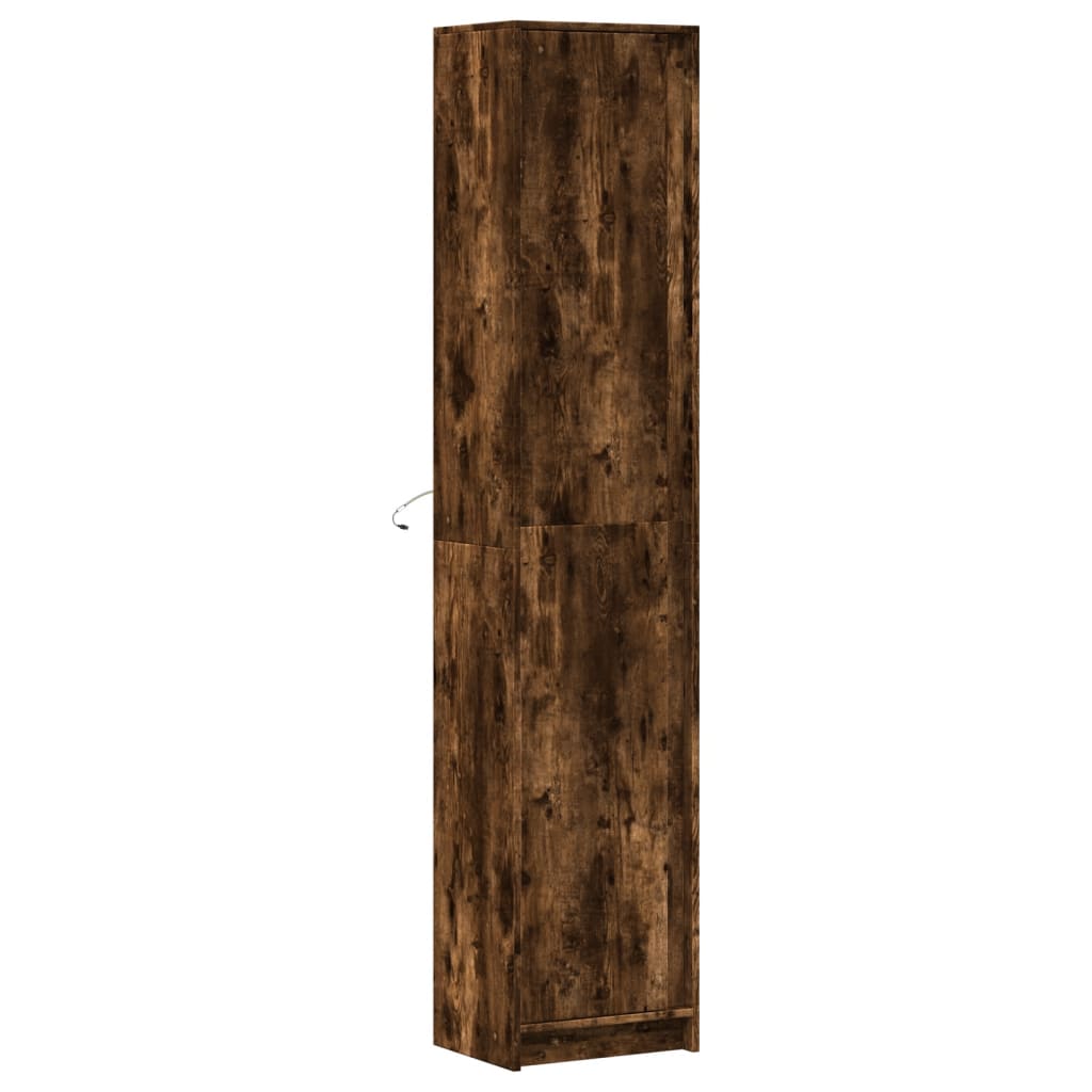 Garderobe Med Led Røkt Eik 41,5X32,5X200 Cm Konstruert Tre