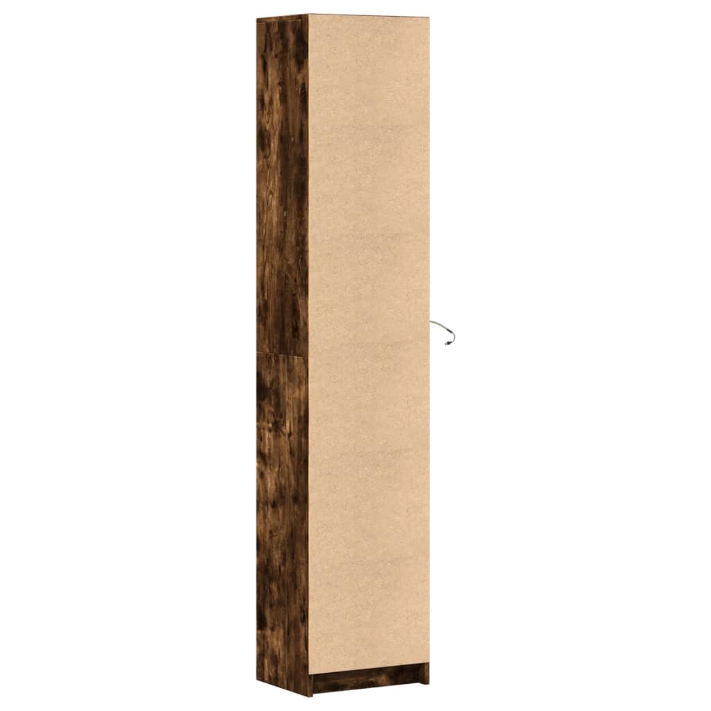 Garderobe Med Led Røkt Eik 41,5X32,5X200 Cm Konstruert Tre