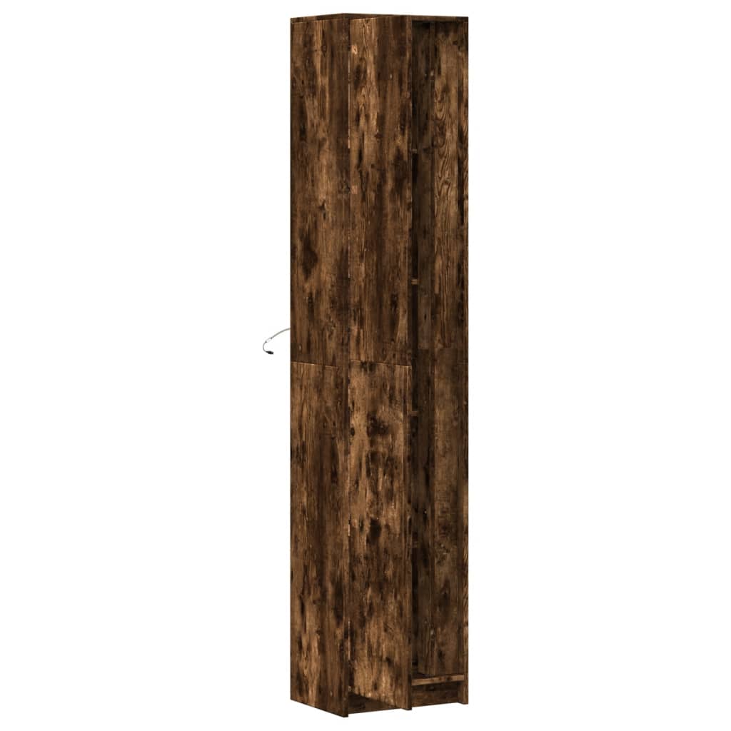 Garderobe Med Led Røkt Eik 41,5X32,5X200 Cm Konstruert Tre