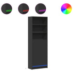 Garderobe Med Led Svart 69X32,5X200 Cm Konstruert Tre