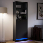 Garderobe Med Led Svart 69X32,5X200 Cm Konstruert Tre