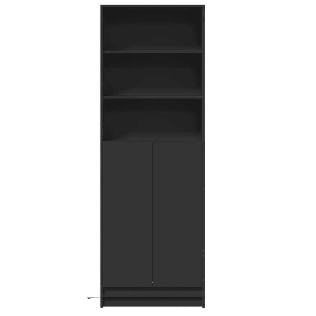 Garderobe Med Led Svart 69X32,5X200 Cm Konstruert Tre
