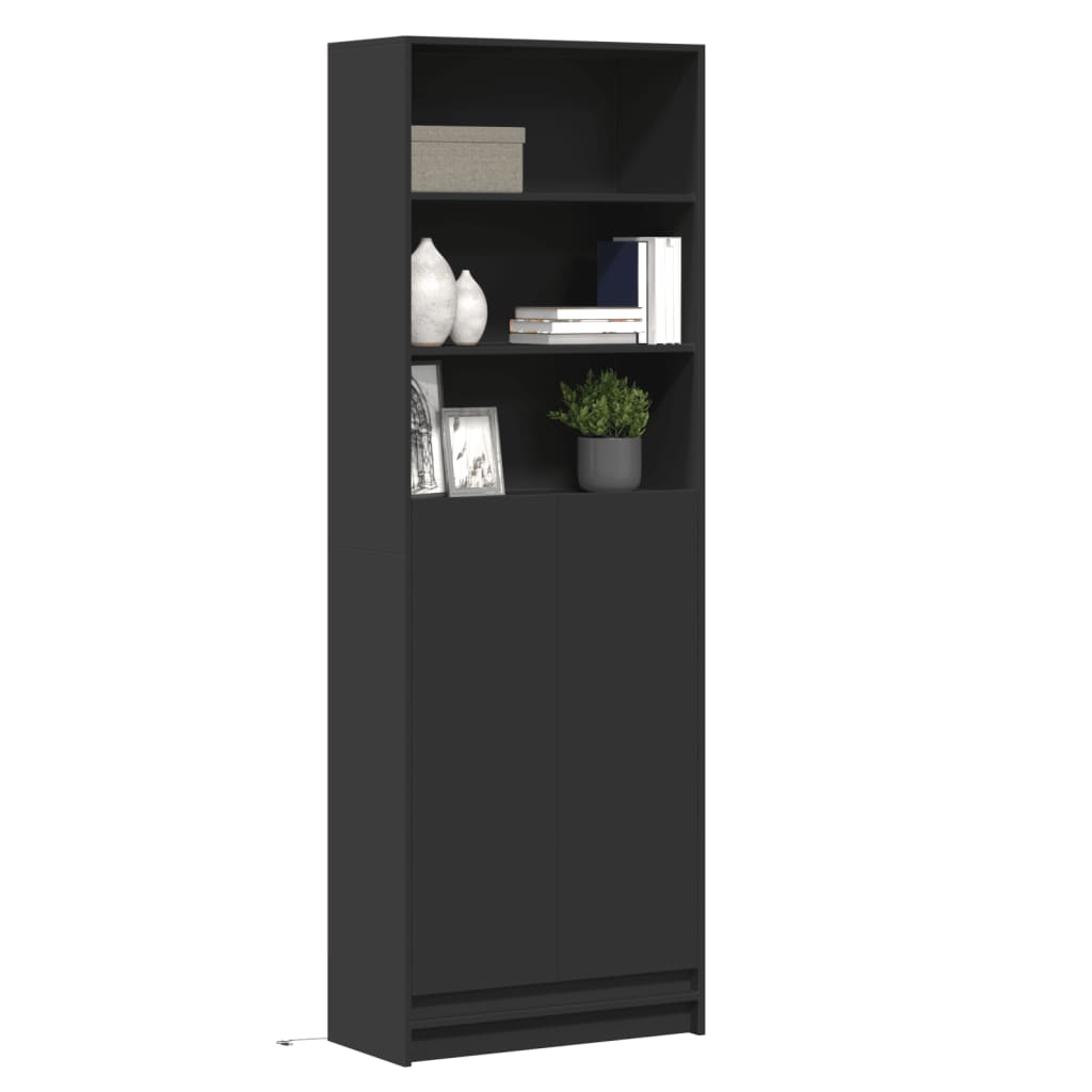 Garderobe Med Led Svart 69X32,5X200 Cm Konstruert Tre