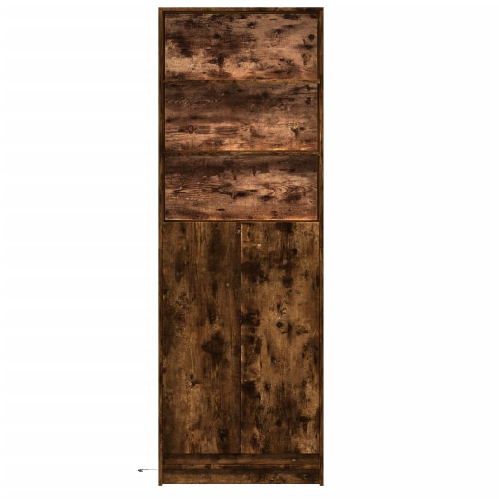 Garderobe Med Led Røkt Eik 69X32,5X200 Cm Konstruert Tre