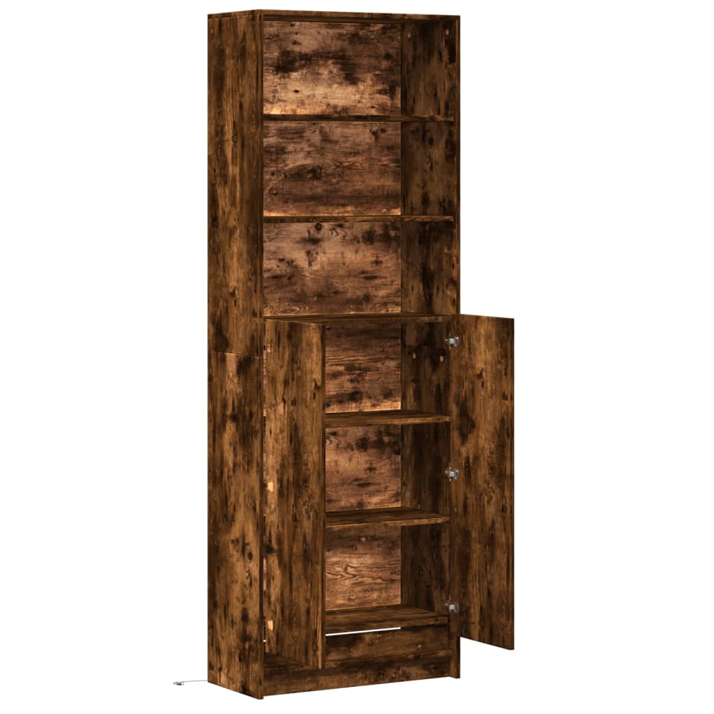 Garderobe Med Led Røkt Eik 69X32,5X200 Cm Konstruert Tre