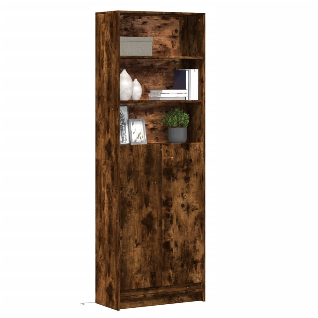 Garderobe Med Led Røkt Eik 69X32,5X200 Cm Konstruert Tre
