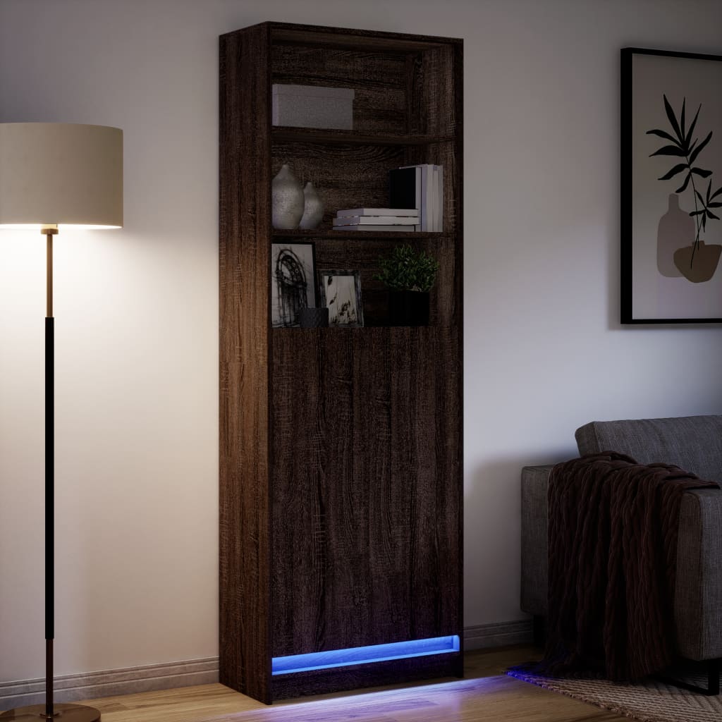 Garderobe Med Led Brun Eik 69X32,5X200 Cm Konstruert Tre