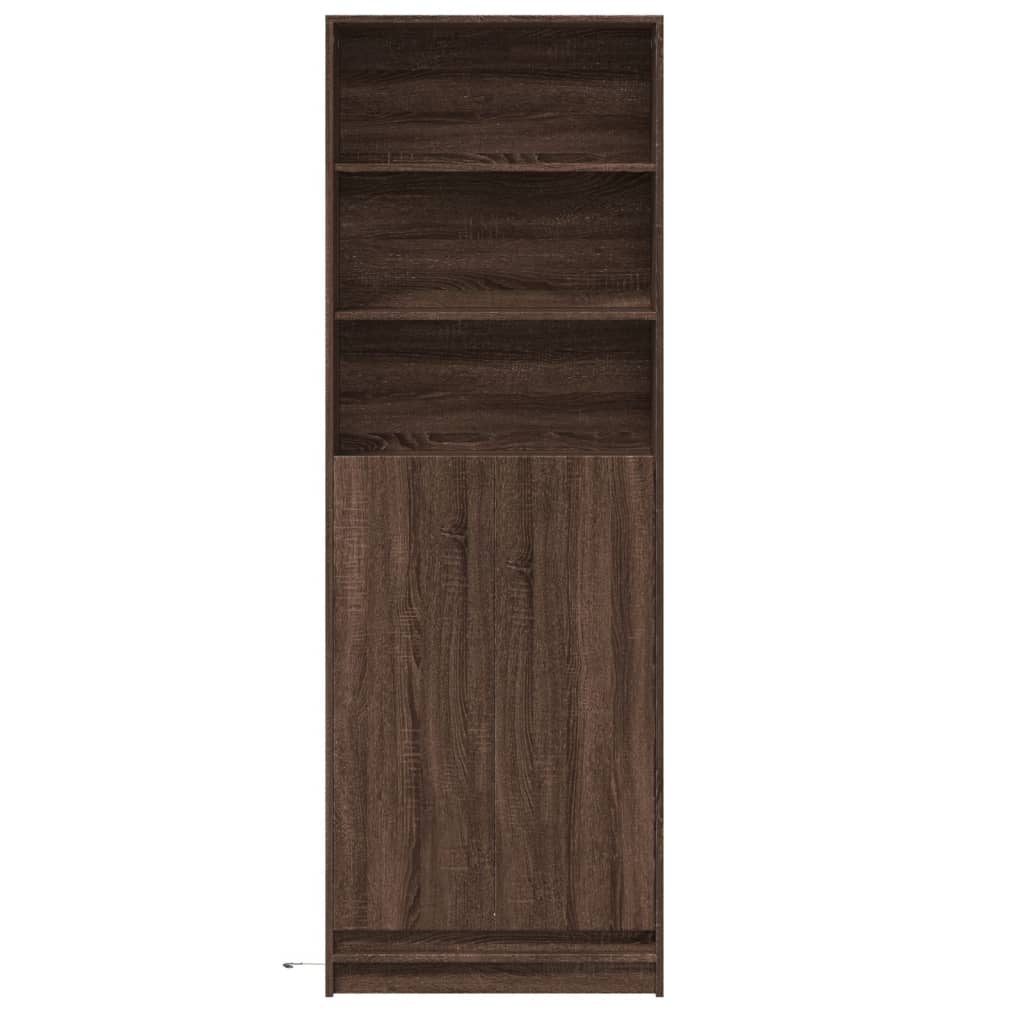 Garderobe Med Led Brun Eik 69X32,5X200 Cm Konstruert Tre