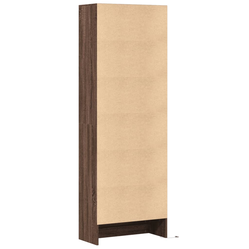 Garderobe Med Led Brun Eik 69X32,5X200 Cm Konstruert Tre