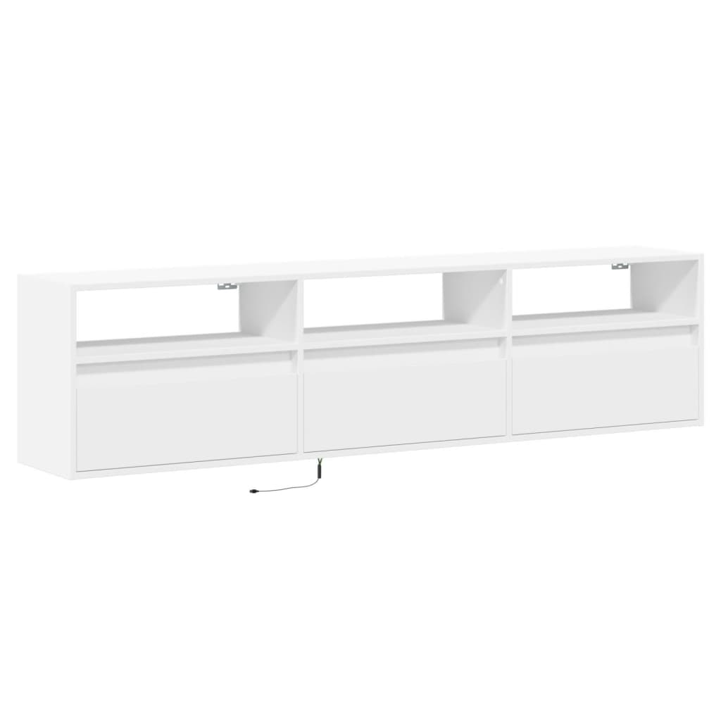 Vegghengt Tv-Benk Med Led Hvit 180X31X45 Cm