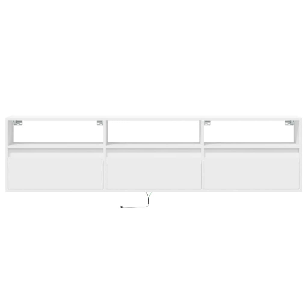 Vegghengt Tv-Benk Med Led Hvit 180X31X45 Cm