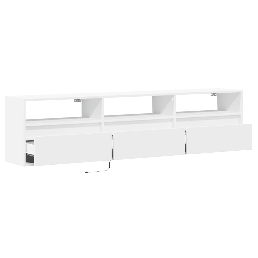Vegghengt Tv-Benk Med Led Hvit 180X31X45 Cm
