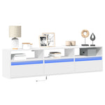 Vegghengt Tv-Benk Med Led Hvit 180X31X45 Cm