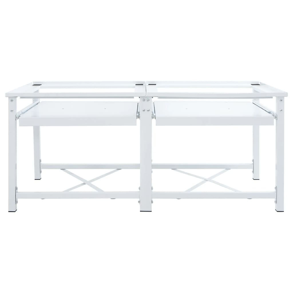 Dobbel Vaskemaskin Sokkel Med Uttrekkbare Hyller Hvit