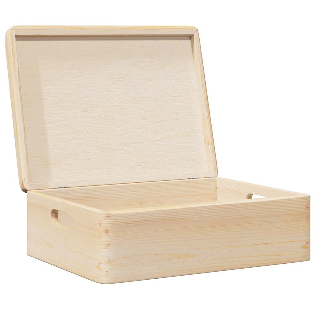 Trekasse Med Lokk Og Håndtak 40X30X13 Cm Heltre Furu