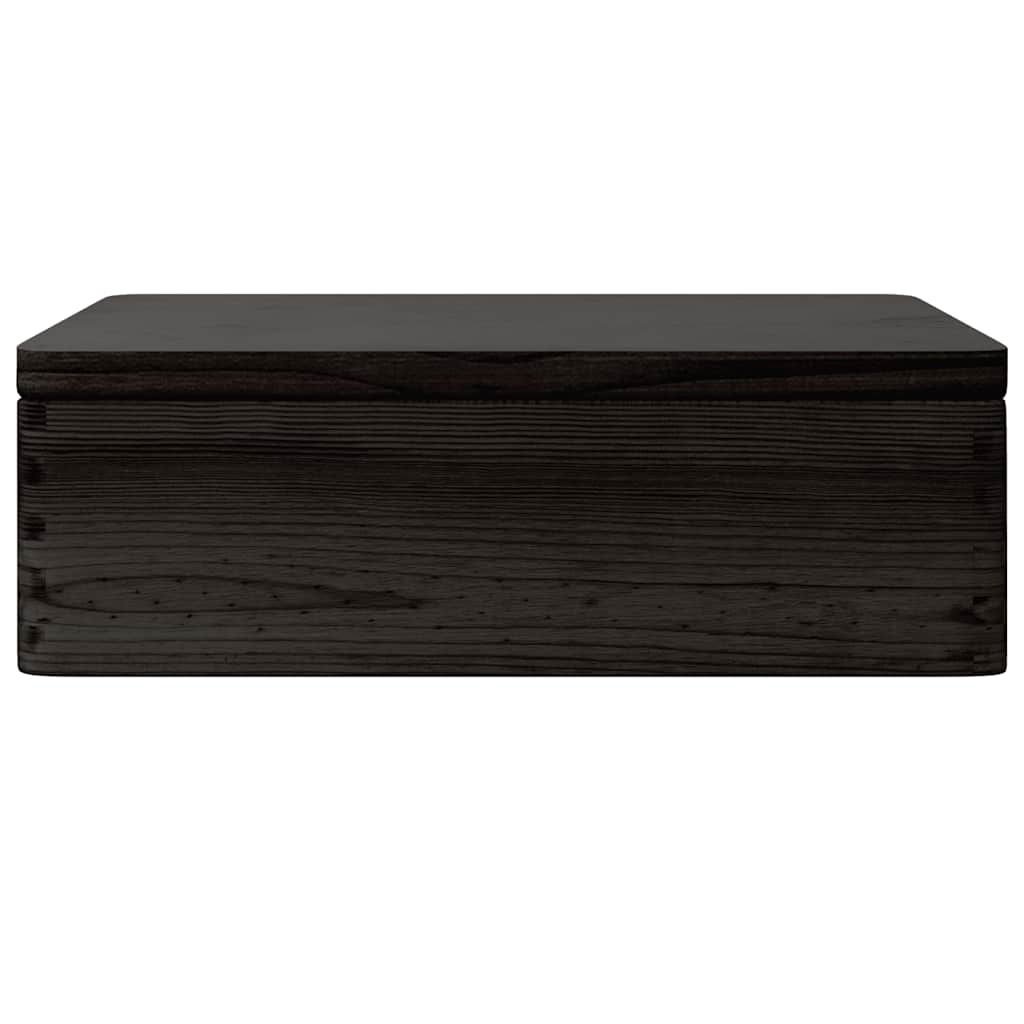 Trekasse Med Lokk Svart 40X30X13 Cm Heltre Furu