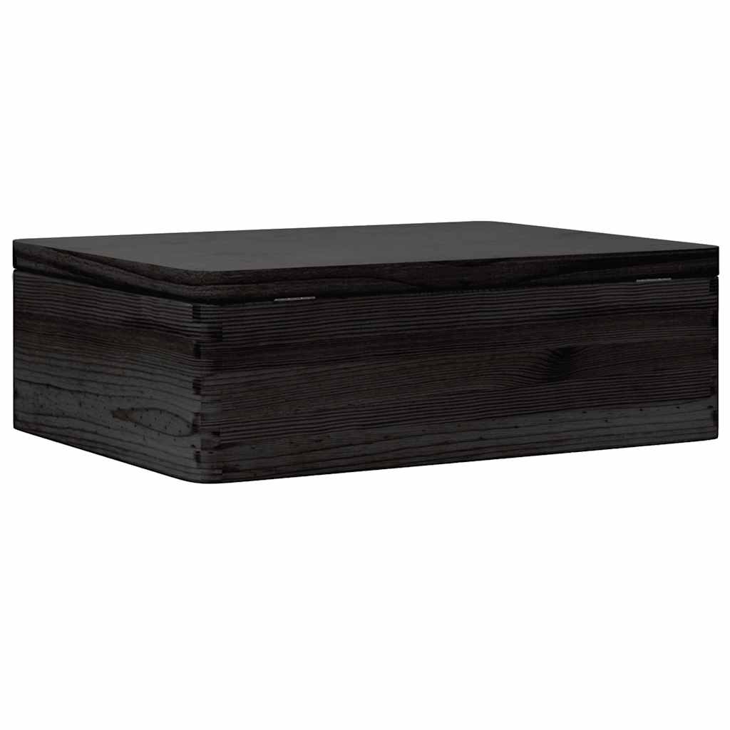 Trekasse Med Lokk Svart 40X30X13 Cm Heltre Furu